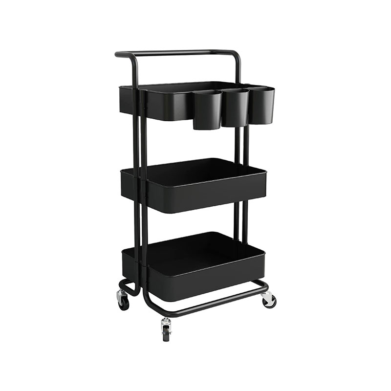 HZ2036 3 Katlı tekerlekli depolama arabası, ekstra asılı kaplara sahip yardımcı malzeme arabası