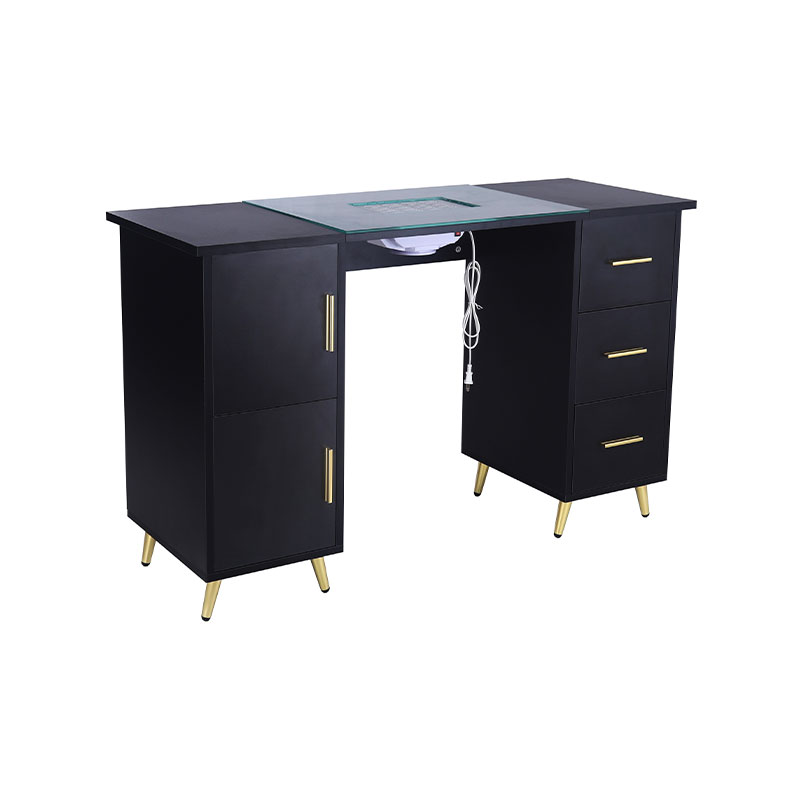 HZ2042PK / HZ2042BK Tırnak teknolojisi için manikür masası, cam üst kısmı ve bilek desteği ile tırnak masası