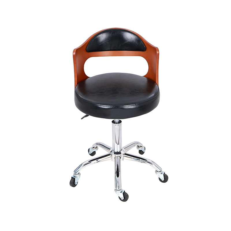 HZ8828 Ahşap sırtlı döner salon tabureli siyah koltuk