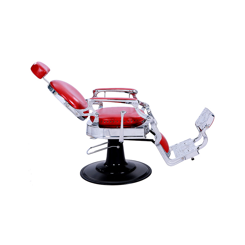 HZ8799DR Kırmızı parlak gümüş çerçeve berber koltuğu