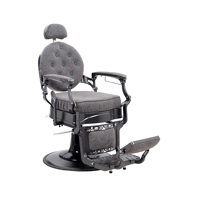 HZ8799M Gri kare yastık hidrolik retro kuaför koltuğu
